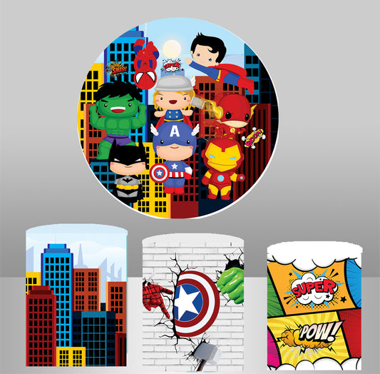 Cartoon Avengers birthday party decoration round circle backdrop cover plinth cylinder cover