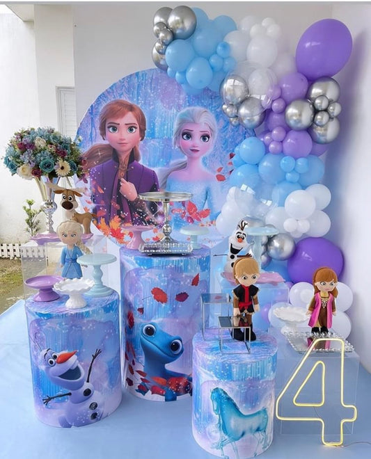 Frozen Baby birthday party decoration round circle backdrop cover plinth cylinder pedestal cloth cover