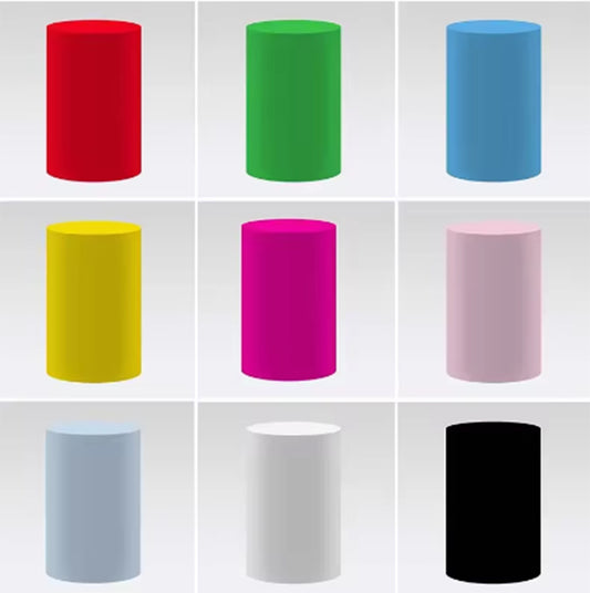 Solid Plain color Cylinder Column Covers Elastic Stretch Polyster Fabric Party Decoration