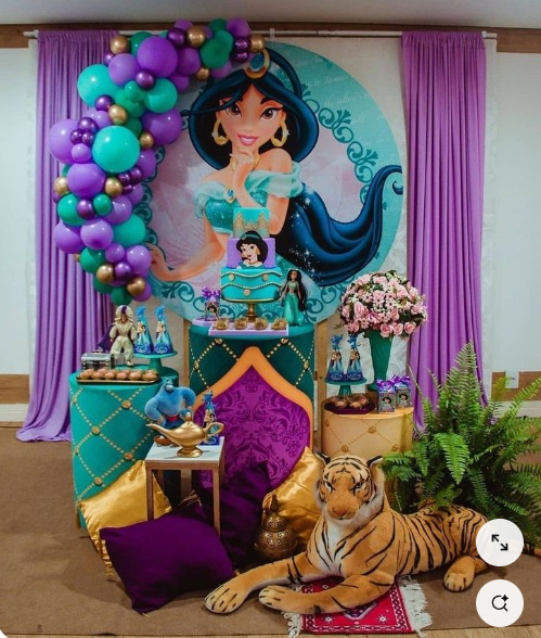 Disney Jasmine Princess Theme birthday party decoration round circle backdrop cover plinth cylinder pedestal cloth cover