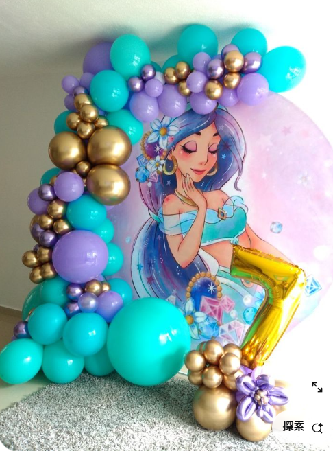 Disney Jasmine Princess Theme Baby birthday party decoration round circle backdrop