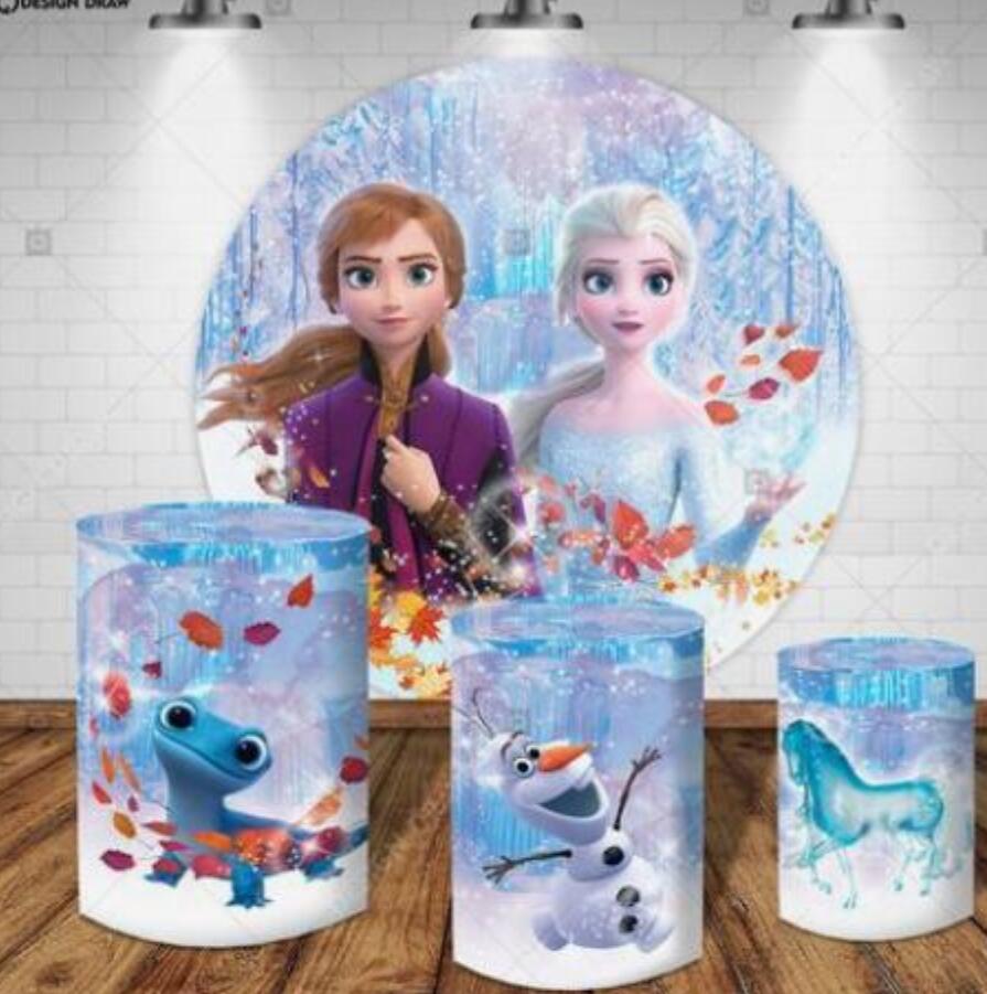 Frozen Baby birthday party decoration round circle backdrop cover plinth cylinder pedestal cloth cover