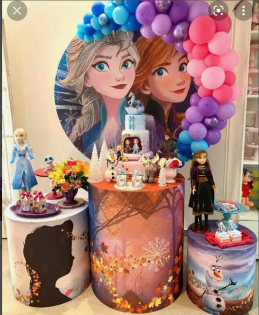 Frozen Baby birthday party decoration round circle backdrop cover plinth cylinder pedestal cloth cover