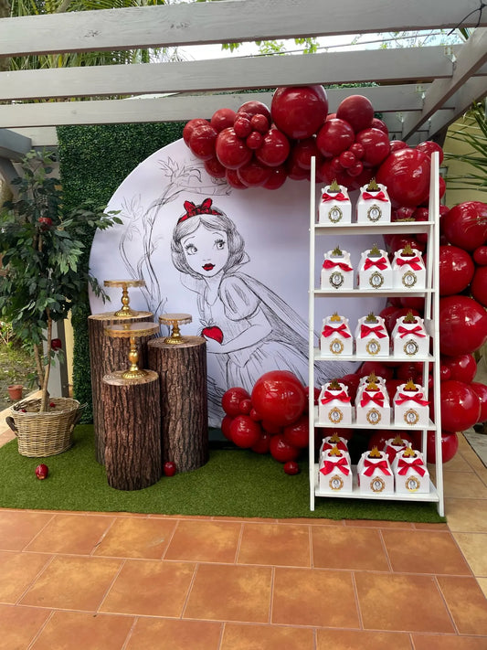 Princess Snow White Round Background Circle Backdrop DisneyTheme Girls Birthday Party Decor Backdrops Cylinder Covers