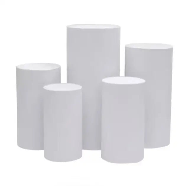 5PS Stretch Fabric Cylinder Cover Set for Pedestal Plinths Pink White Black Elastic Photography Background Covers