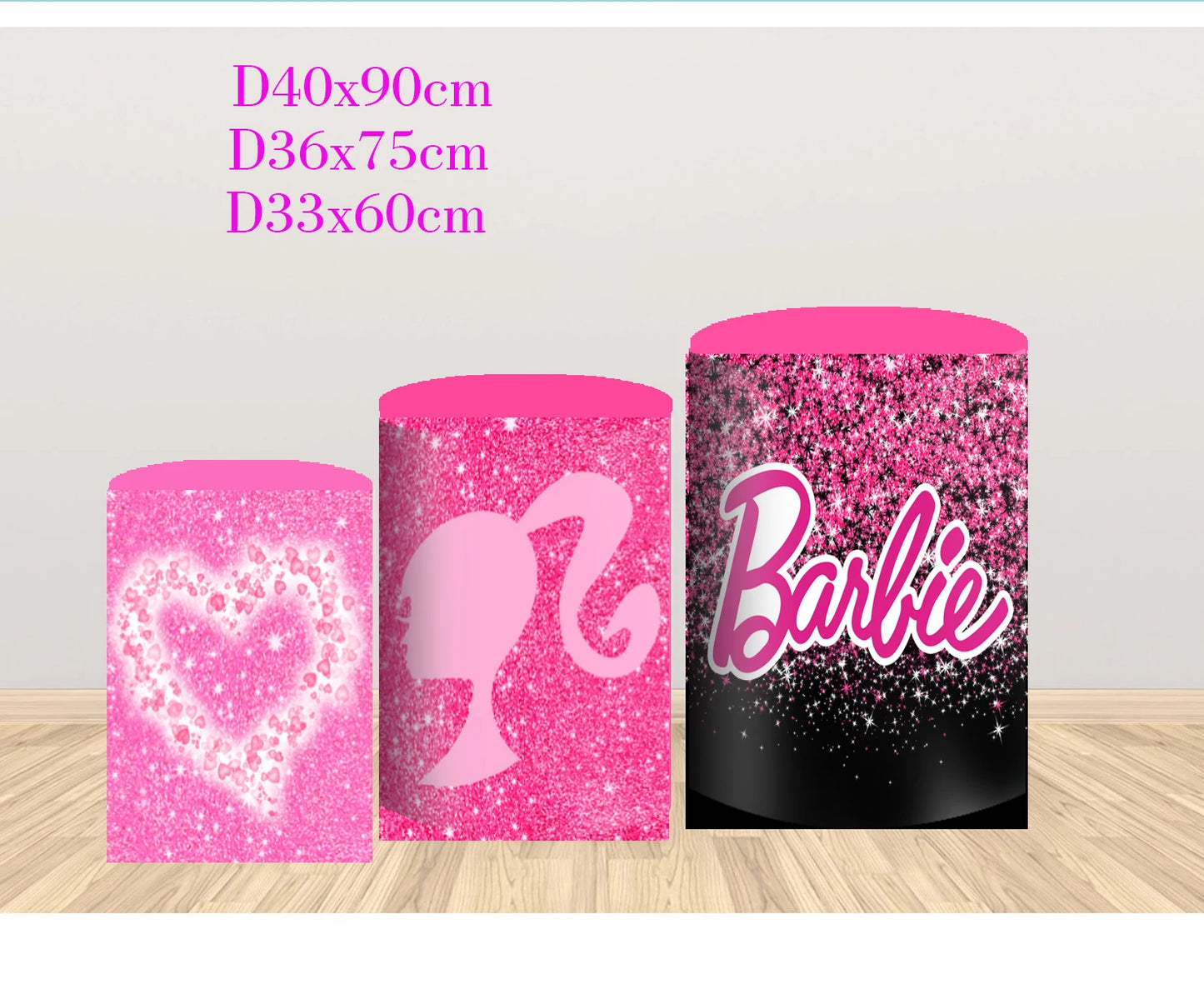 Disney Pink Girl Barbie  Doll Birthday Party  Baby Shower Decoration Backdrops Covers Photography  Cylinder Studio Props