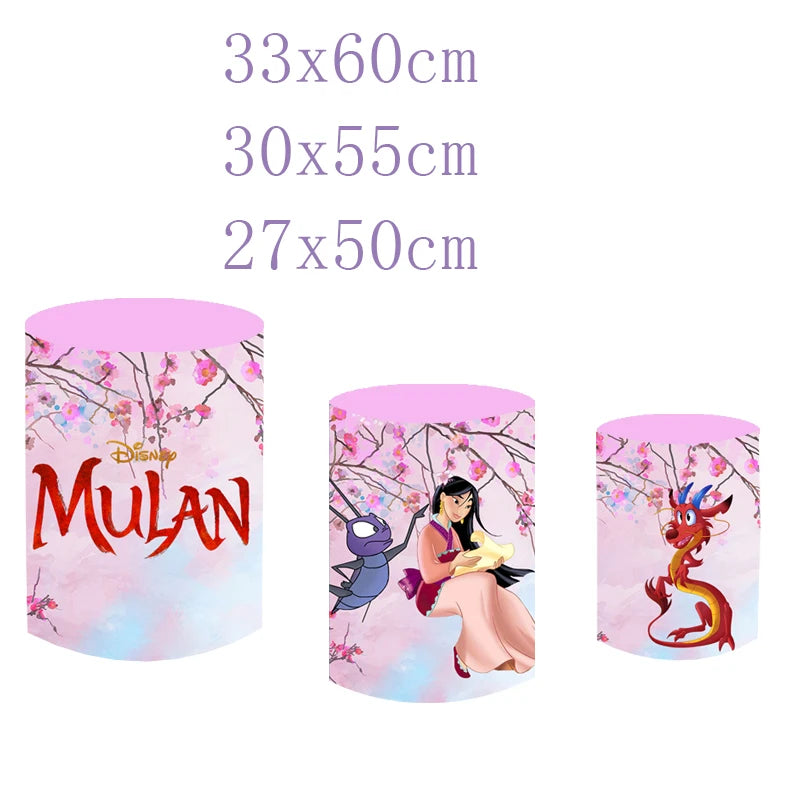 Disney Princess Mulan Mushu Circle Background Birthday Party Decoration Banner Round Photography Backdrop Photo Studio Round