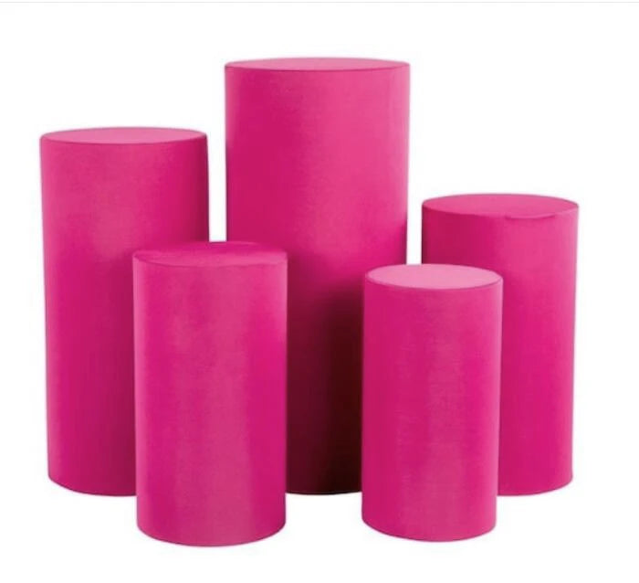 5PS Stretch Fabric Cylinder Cover Set for Pedestal Plinths Pink White Black Elastic Photography Background Covers