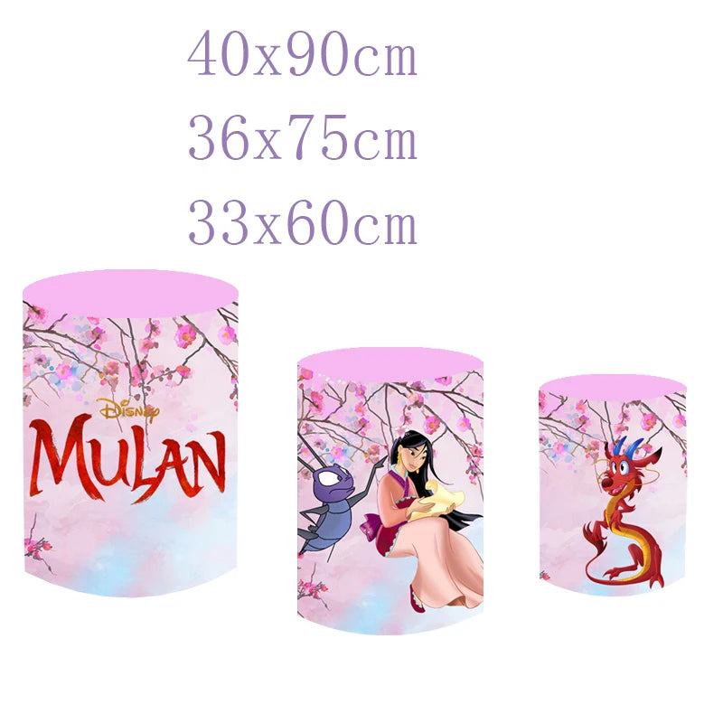 Disney Princess Mulan Mushu Circle Background Birthday Party Decoration Banner Round Photography Backdrop Photo Studio Round