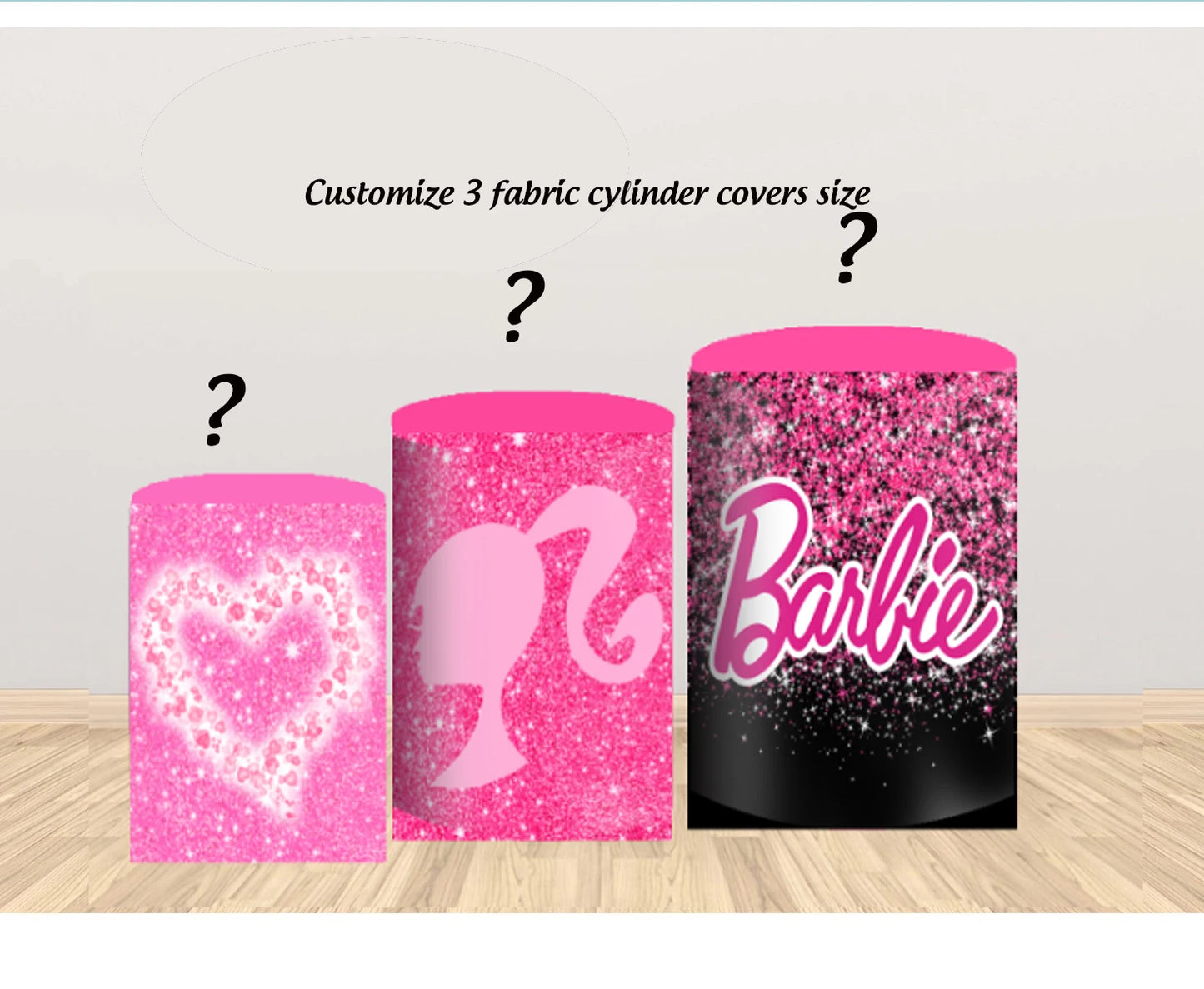 Disney Pink Girl Barbie  Doll Birthday Party  Baby Shower Decoration Backdrops Covers Photography  Cylinder Studio Props