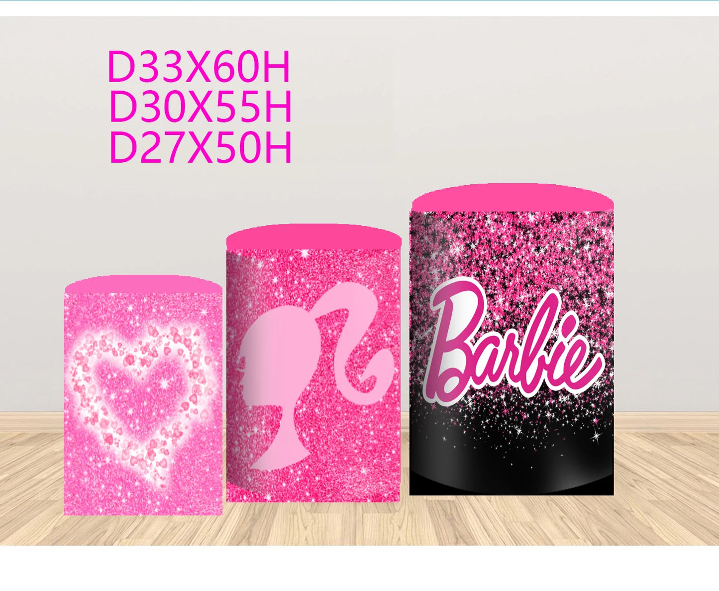 Disney Pink Girl Barbie  Doll Birthday Party  Baby Shower Decoration Backdrops Covers Photography  Cylinder Studio Props