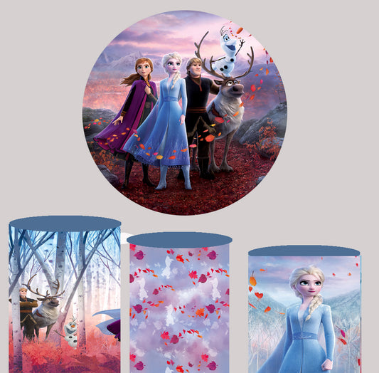 Frozen Baby birthday party decoration round circle backdrop cover plinth cylinder pedestal cloth cover